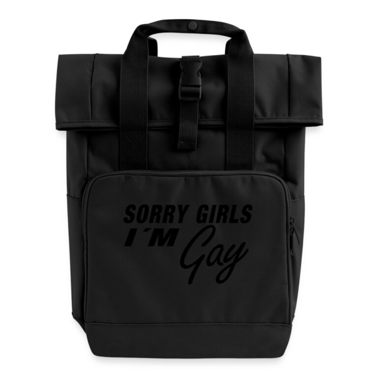 sorry-girls-im-gay-rolltop-rucksack-mit-zwei-griffen-schwarz