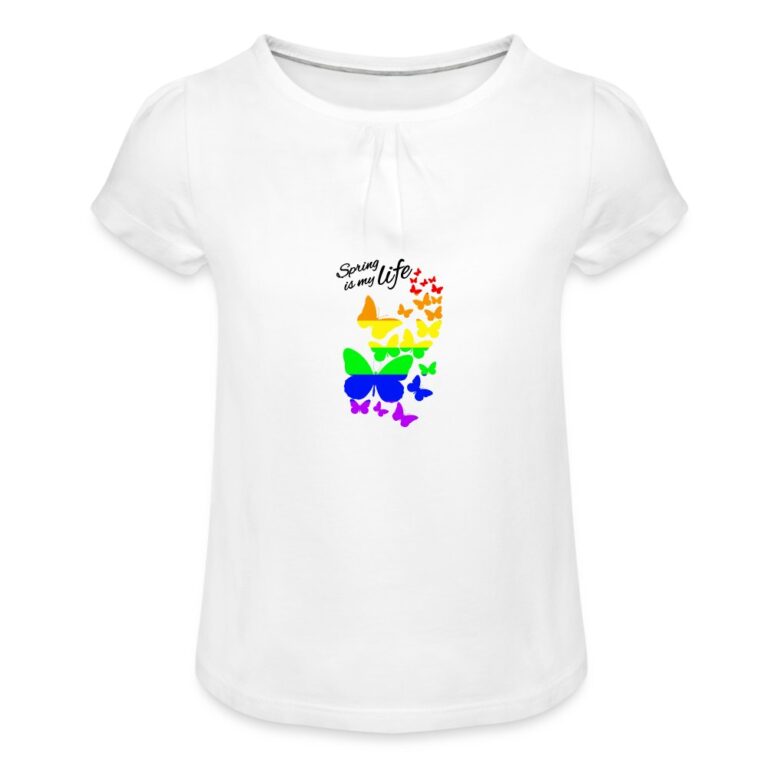 spring-is-my-life-lgbtq-maedchen-t-shirt-mit-raffungen-weiss