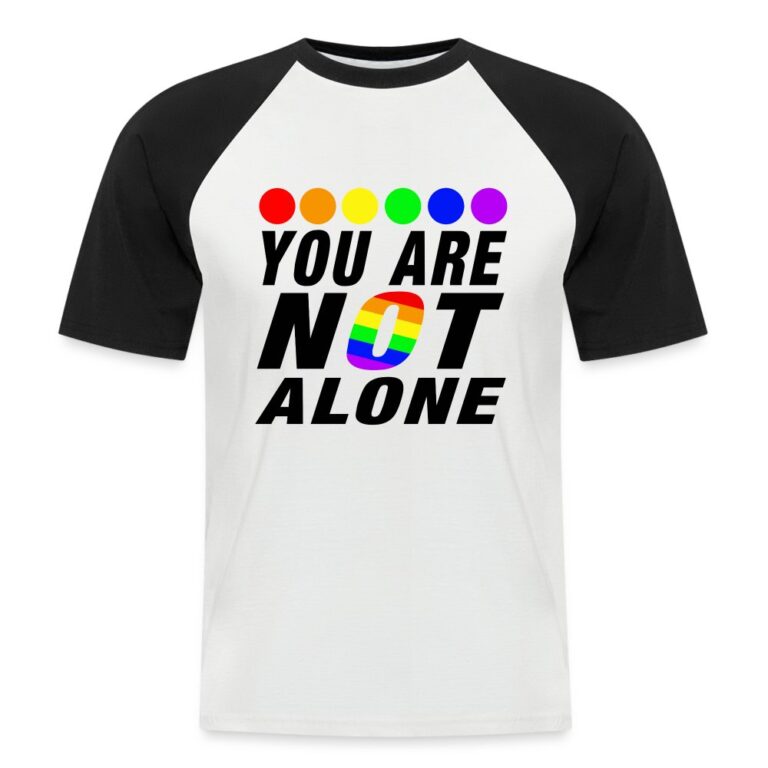 you-are-not-alone-maenner-baseball-t-shirt-weiss-schwarz