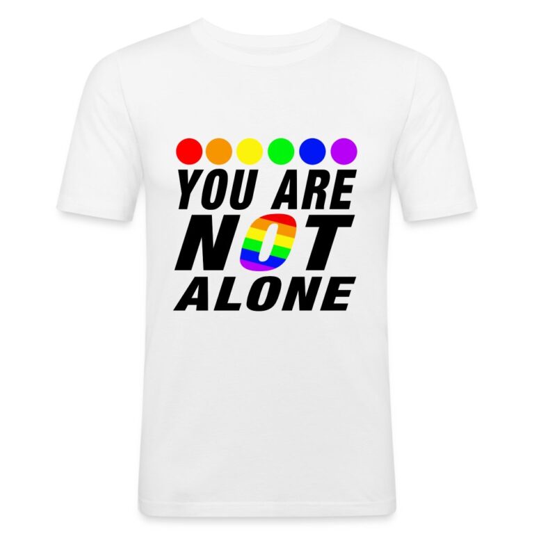 you-are-not-alone-maenner-slim-fit-t-shirt-weiss