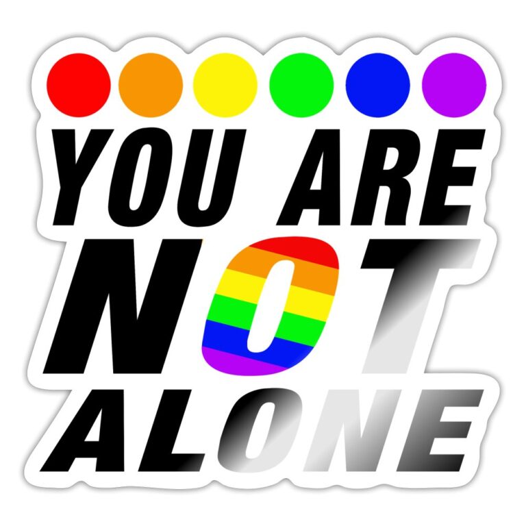 you-are-not-alone-sticker-weiss-glaenzend
