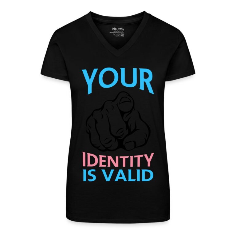 your-identity-is-valid-transgender-pride-bio-frauen-t-shirt-mit-v-ausschnitt-schwarz