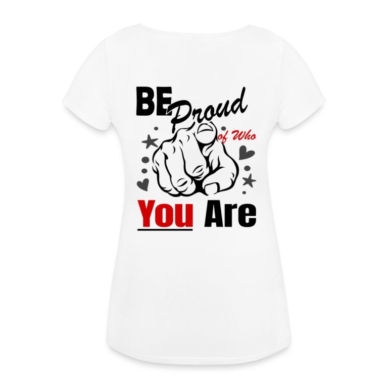 be-proud-of-who-you-are-frauen-schwangerschafts-t-shirt-weiss