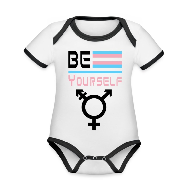 be-yourself-transgender-pride-baby-bio-kurzarm-kontrastbody-weiss-schwarz