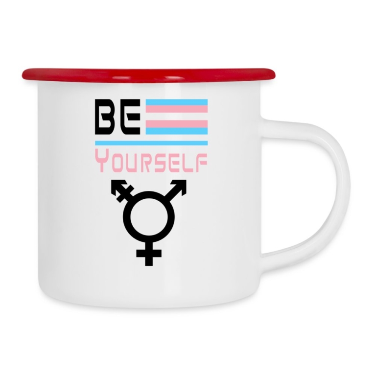 be-yourself-transgender-pride-emaille-tasse-weiss-rot