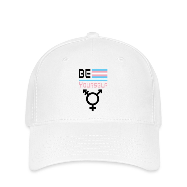 be-yourself-transgender-pride-flexfit-cap-weiss