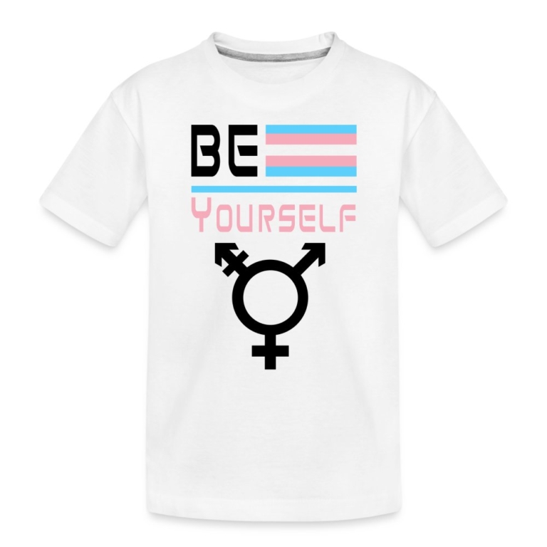 be-yourself-transgender-pride-kinder-premium-bio-t-shirt-weiss