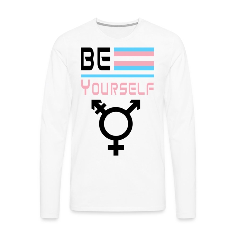 be-yourself-transgender-pride-maenner-premium-langarmshirt-weiss