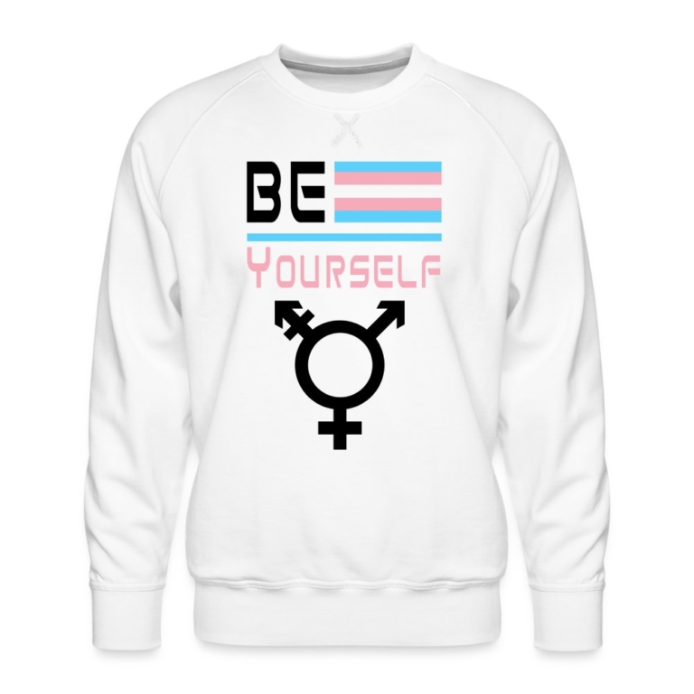 be-yourself-transgender-pride-maenner-premium-pullover-weiss