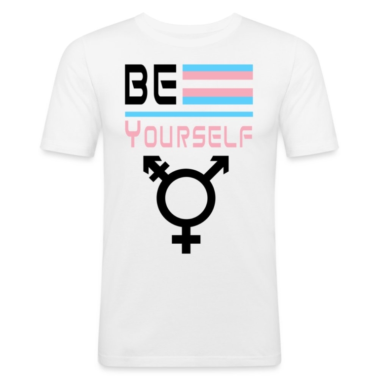 be-yourself-transgender-pride-maenner-slim-fit-t-shirt-weiss
