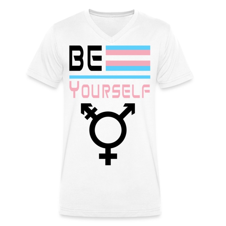 be-yourself-transgender-pride-stanleystella-maenner-bio-t-shirt-mit-v-ausschnitt-weiss