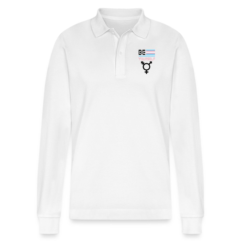 be-yourself-transgender-pride-stanleystella-unisex-bio-langarm-poloshirt-prepster-weiss