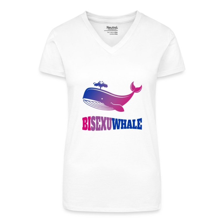 bisexuwhale-bio-frauen-t-shirt-mit-v-ausschnitt-weiss