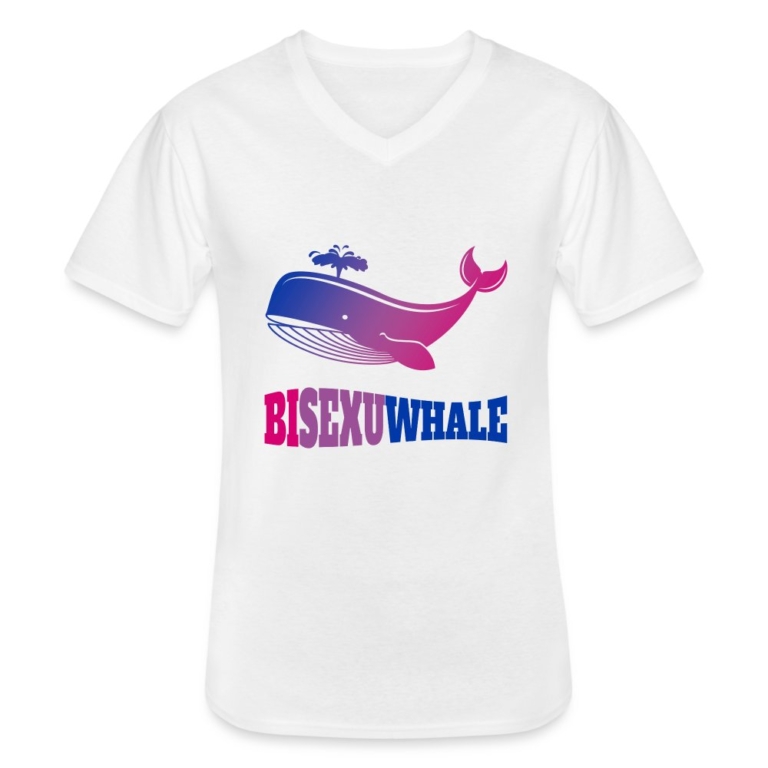 bisexuwhale-klassisches-maenner-t-shirt-mit-v-ausschnitt-weiss