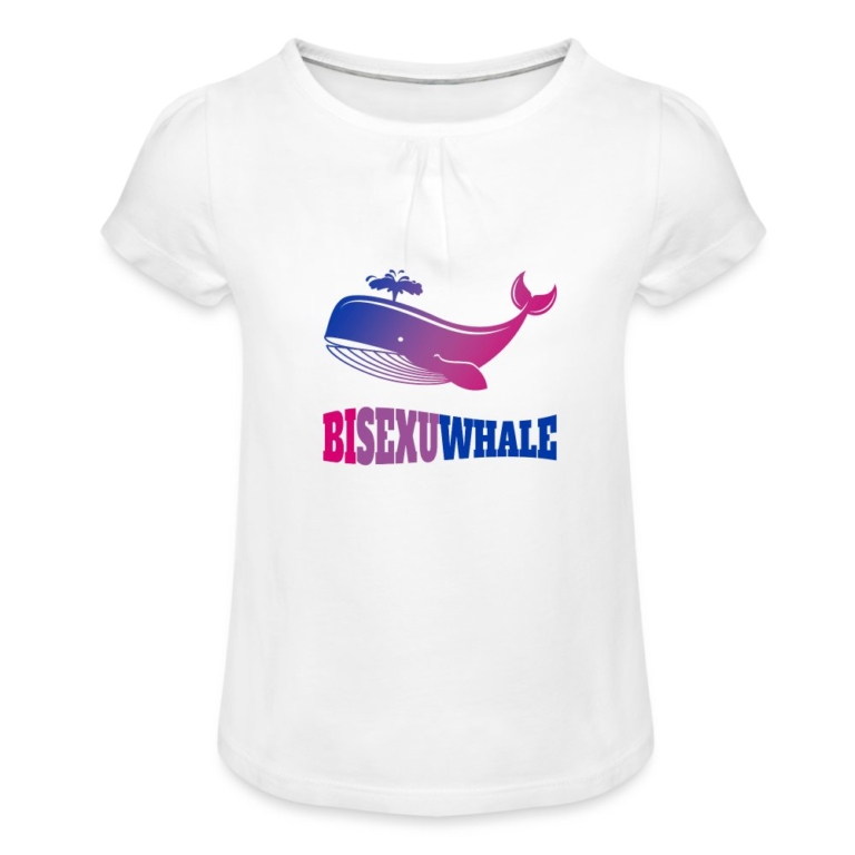 bisexuwhale-maedchen-t-shirt-mit-raffungen-weiss