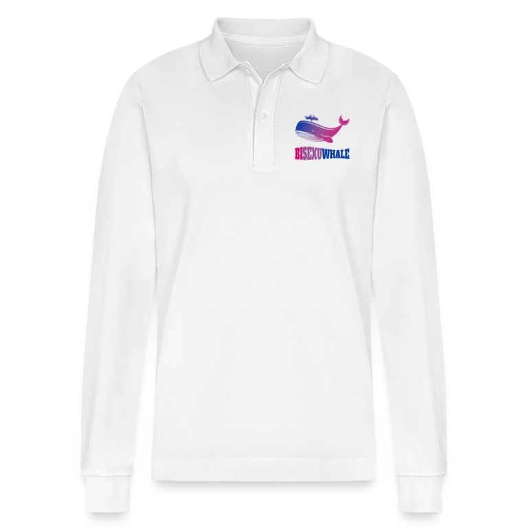 bisexuwhale-stanleystella-unisex-bio-langarm-poloshirt-prepster-weiss