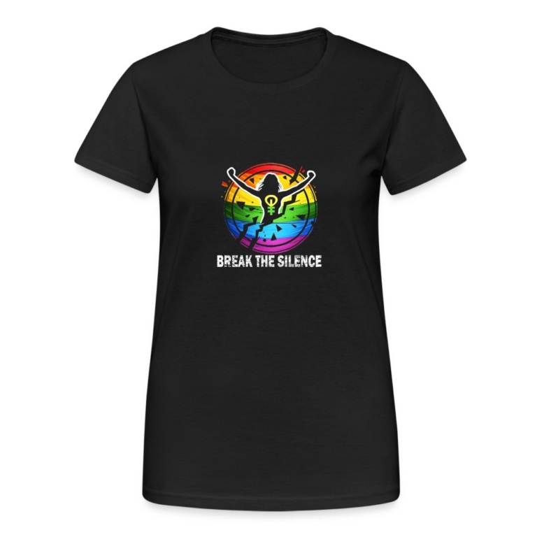 break-the-silence-frauen-gildan-heavy-t-shirt-schwarz
