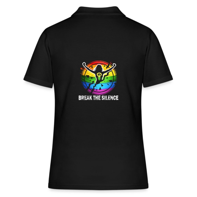 break-the-silence-frauen-polo-shirt-schwarz