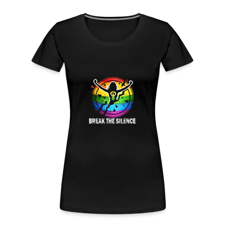 break-the-silence-frauen-premium-bio-t-shirt-schwarz