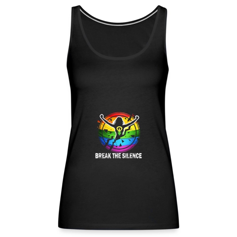 break-the-silence-frauen-premium-tank-top-schwarz