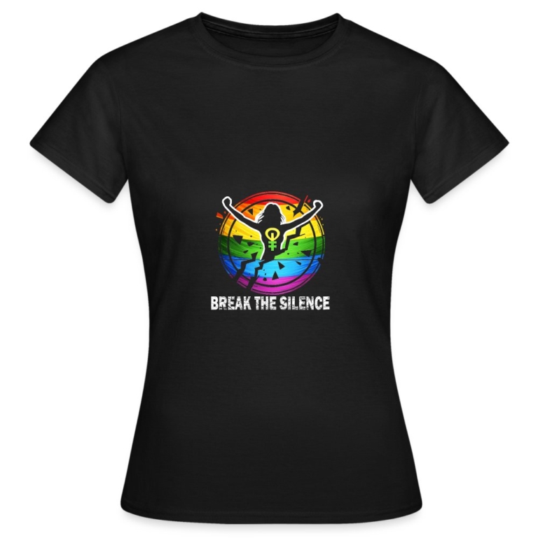 break-the-silence-frauen-t-shirt-schwarz