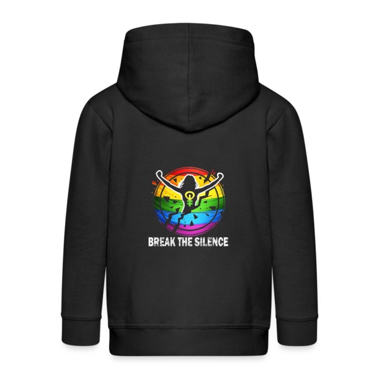 break-the-silence-kinder-premium-kapuzenjacke-schwarz