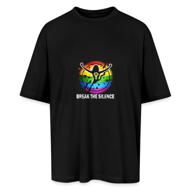 break-the-silence-oversized-unisex-t-shirt-schwarz