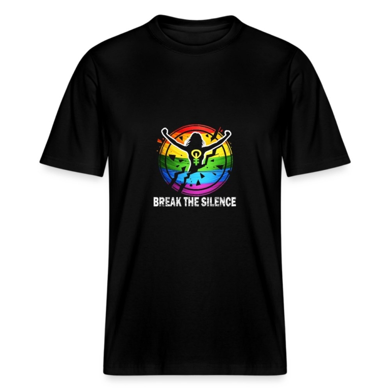 break-the-silence-stanleystella-relaxed-fit-unisex-bio-t-shirt-sparker-schwarz