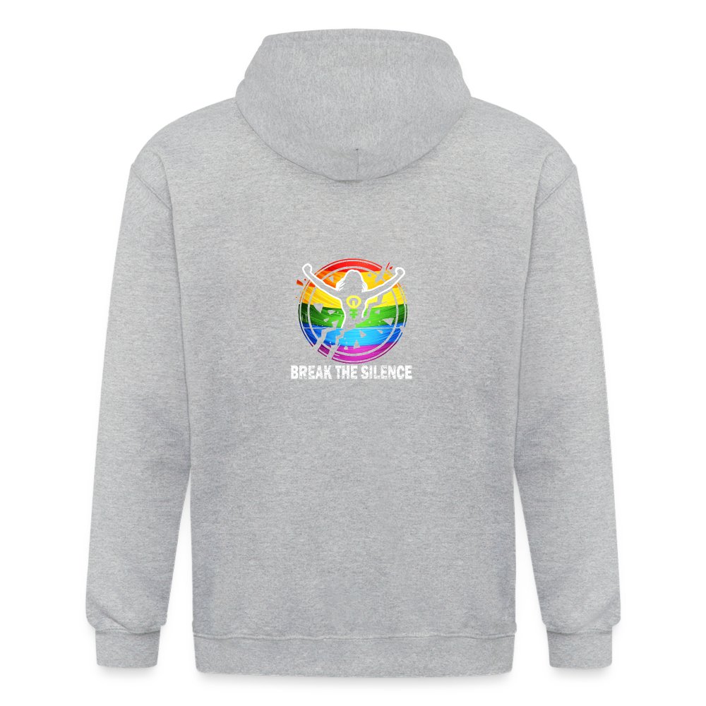 Break the Silence - Unisex Heavyweight Kapuzenjacke Grau meliert