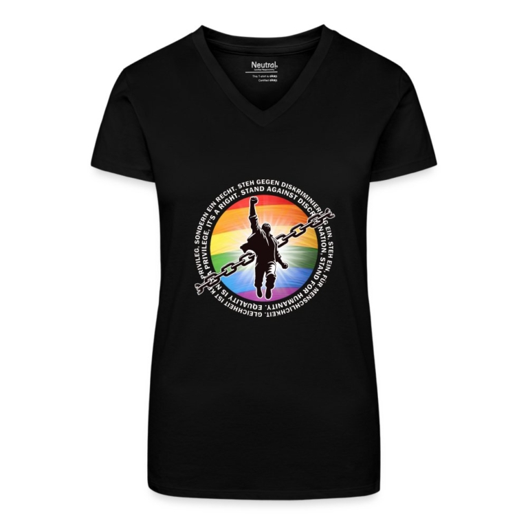 breaking-chains-for-equality-bio-frauen-t-shirt-mit-v-ausschnitt-schwarz