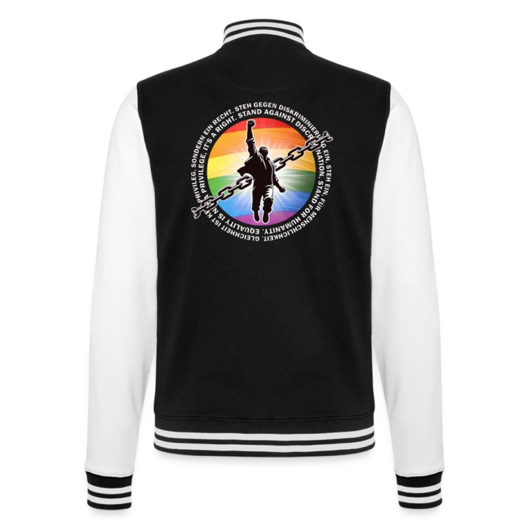 breaking-chains-for-equality-college-sweatjacke-schwarz-weiss