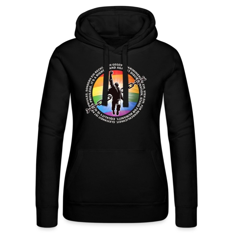 breaking-chains-for-equality-frauen-kapuzen-sweater-von-russell-schwarz