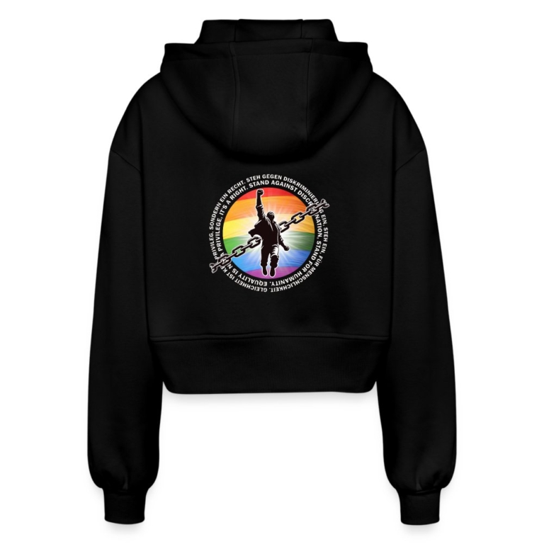 breaking-chains-for-equality-frauen-oversized-cropped-kapuzenjacke-schwarz