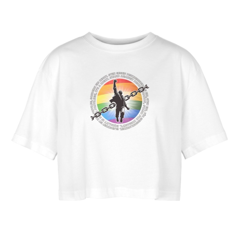 breaking-chains-for-equality-frauen-oversized-cropped-t-shirt-weiss