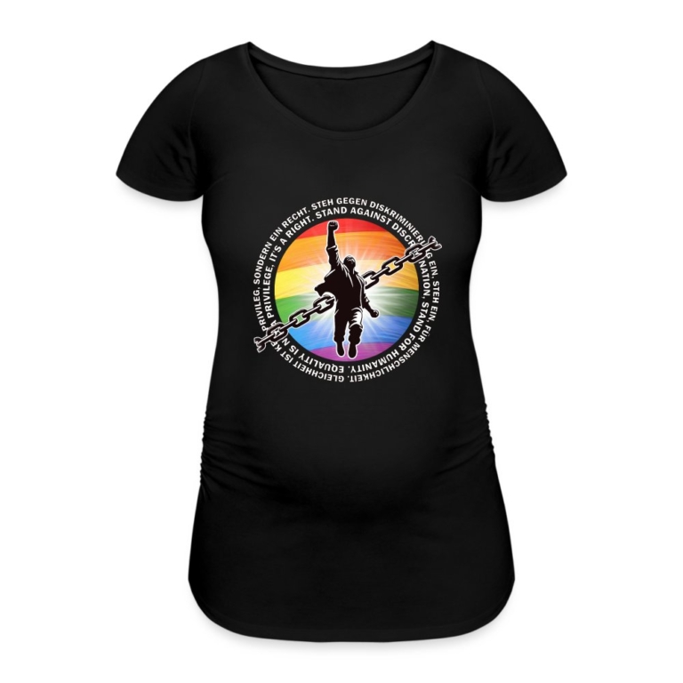 breaking-chains-for-equality-frauen-schwangerschafts-t-shirt-schwarz