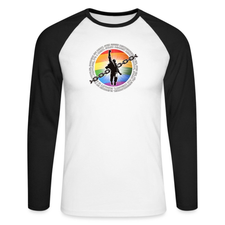 breaking-chains-for-equality-maenner-baseballshirt-langarm-weiss-schwarz