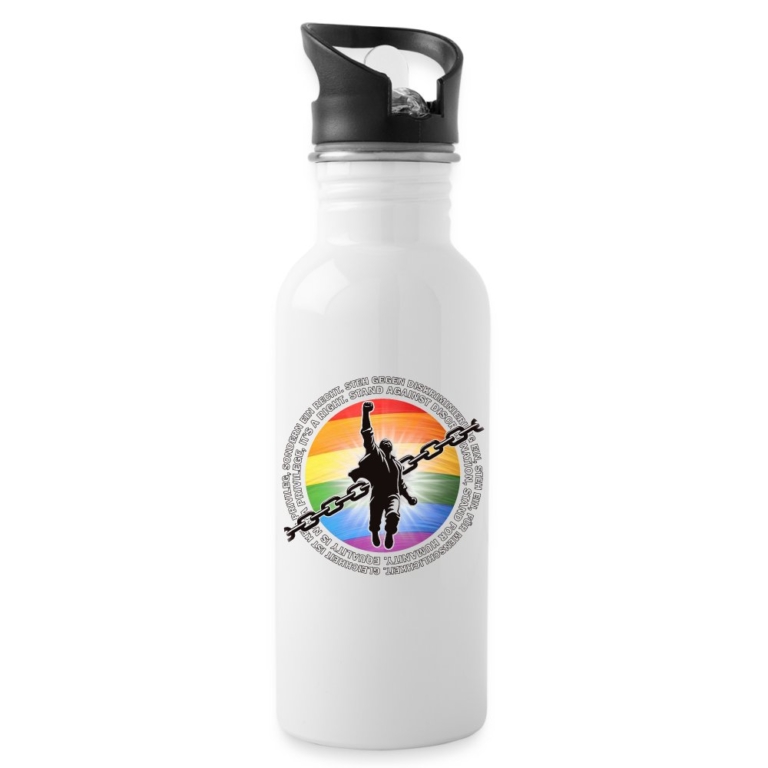 breaking-chains-for-equality-trinkflasche-mit-integriertem-trinkhalm-weiss