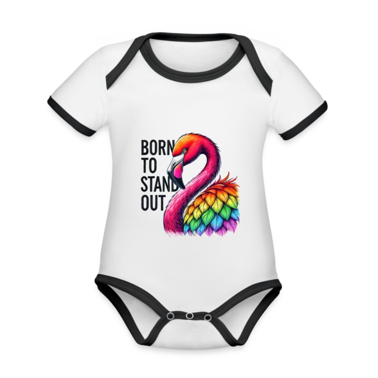 flamingo-in-pride-farben-baby-bio-kurzarm-kontrastbody-weiss-schwarz