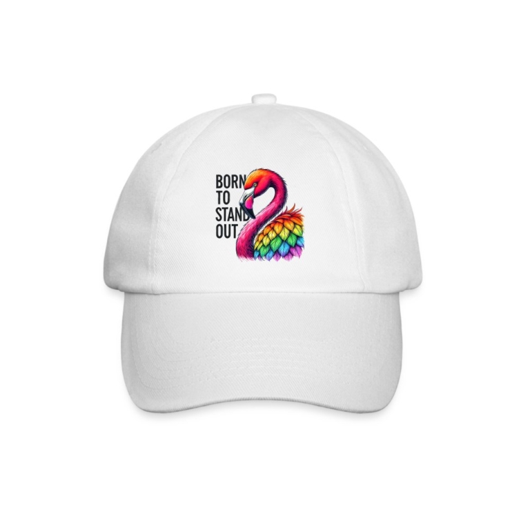 flamingo-in-pride-farben-baseballkappe-weiss-weiss