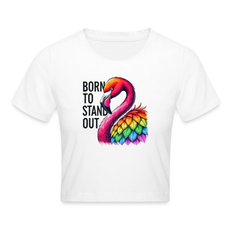 flamingo-in-pride-farben-cropped-t-shirt-weiss