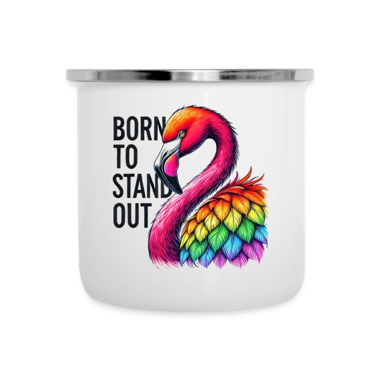flamingo-in-pride-farben-emaille-tasse-weiss