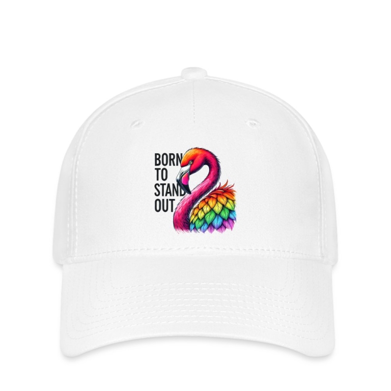 flamingo-in-pride-farben-flexfit-cap-weiss