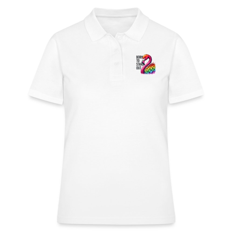 flamingo-in-pride-farben-frauen-polo-shirt-weiss