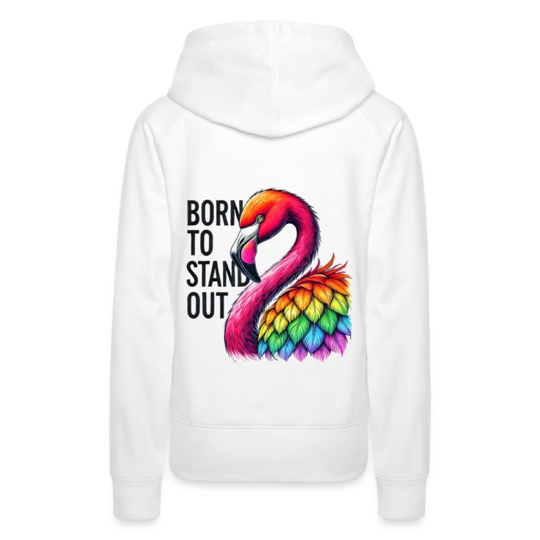 flamingo-in-pride-farben-frauen-premium-hoodie-weiss