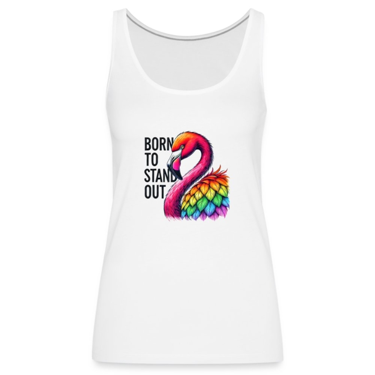 flamingo-in-pride-farben-frauen-premium-tank-top-weiss