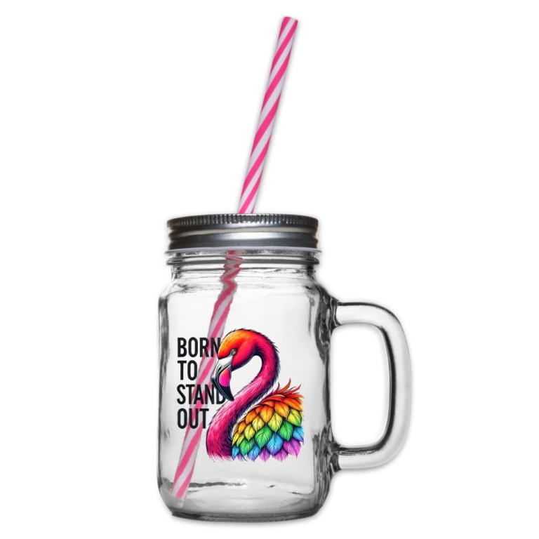 flamingo-in-pride-farben-henkelglas-mit-schraubdeckel-klar