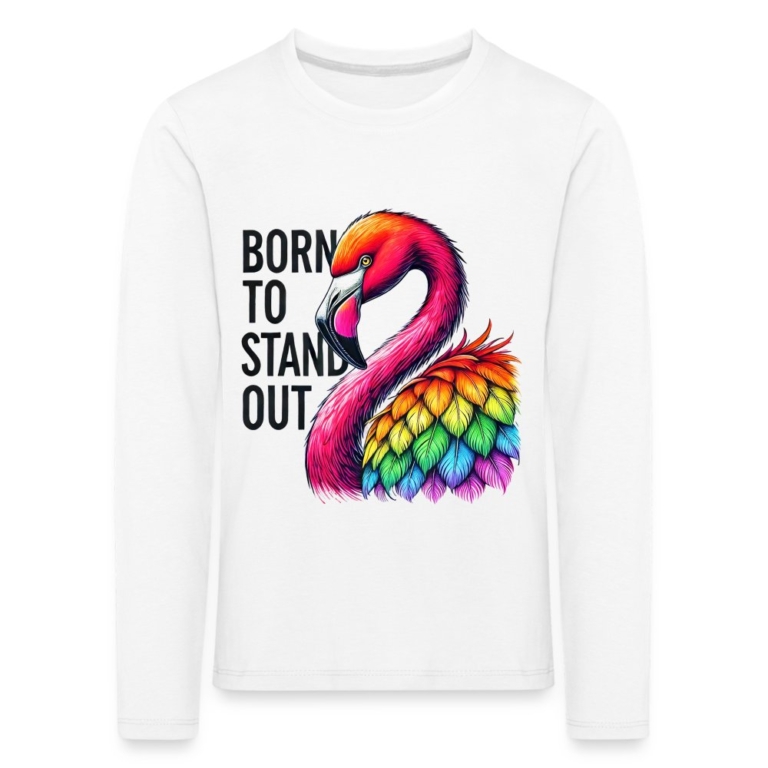 flamingo-in-pride-farben-kinder-premium-langarmshirt-weiss