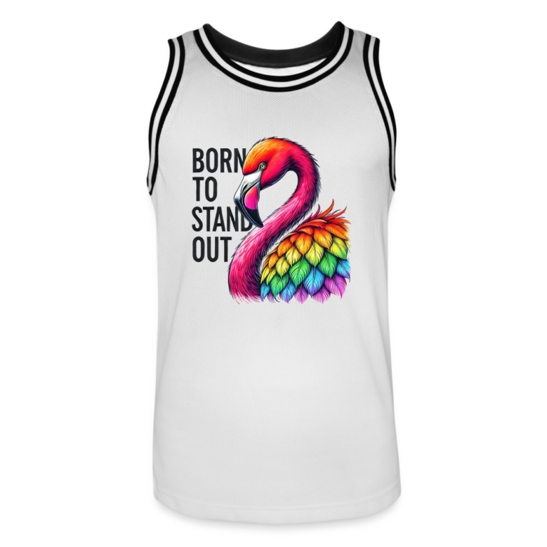 flamingo-in-pride-farben-maenner-basketball-trikot-weiss-schwarz