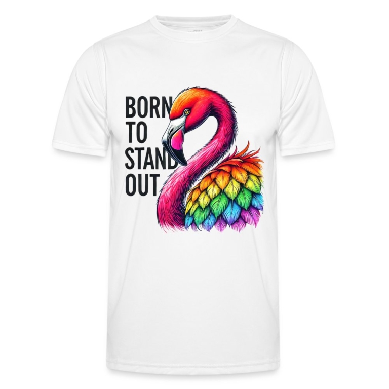 flamingo-in-pride-farben-maenner-funktions-t-shirt-weiss