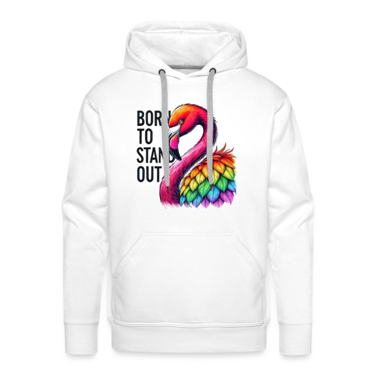 flamingo-in-pride-farben-maenner-premium-hoodie-weiss